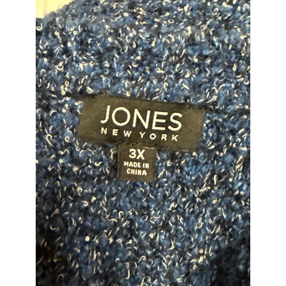 Jones New York Women's Sweater Jacket Zip Asymmetrical Blue Suede Detail 3X - Picture 7 of 11